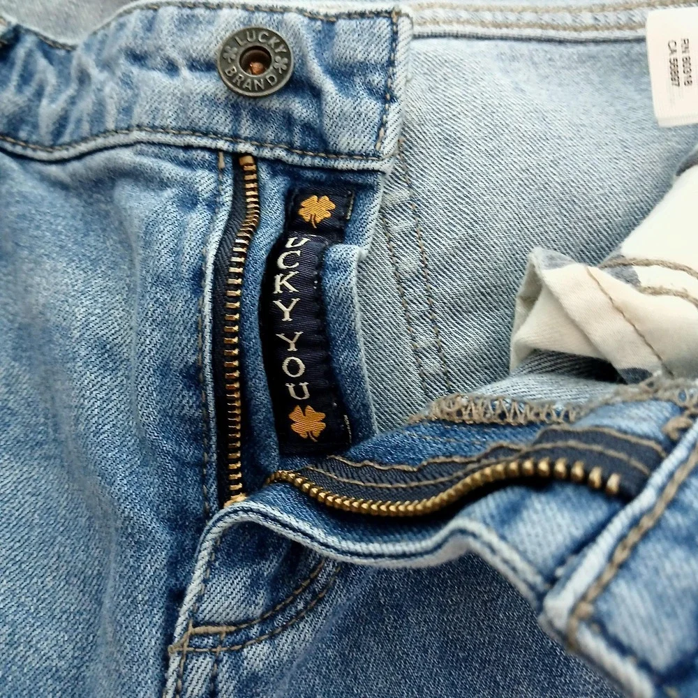 Lucky Brand Jeans Womens 8/29 Blue Ava Skinny Distressed Raw Hem Contrast Pocket